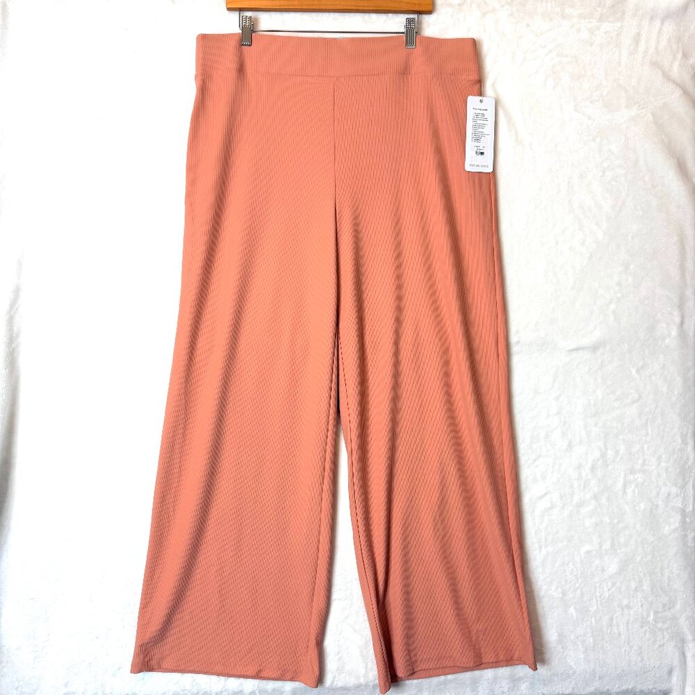 NEW RHONE Ripple Ribbed Stretch Wide Leg Yoga Sweatpant XXL Cameo Pink Lounge